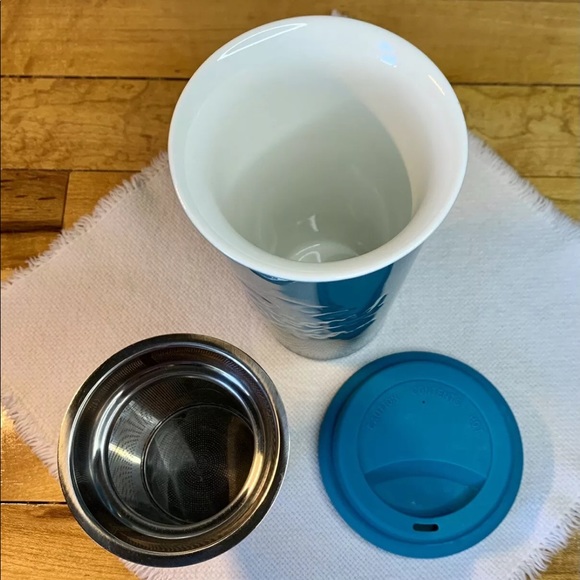 Teal Blue STEEPED TEA/Sipology Ceramic Travel Mug/Cup - Picture 3 of 9